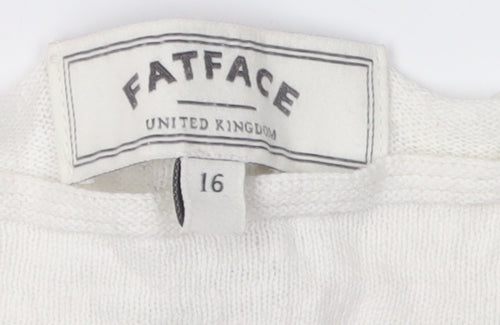 Fatface Women's Grey Striped Pullover Jumper Size 16