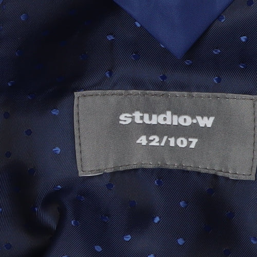 Studio.w Men's Blue Suit Jacket, Size 42R, Regular Fit