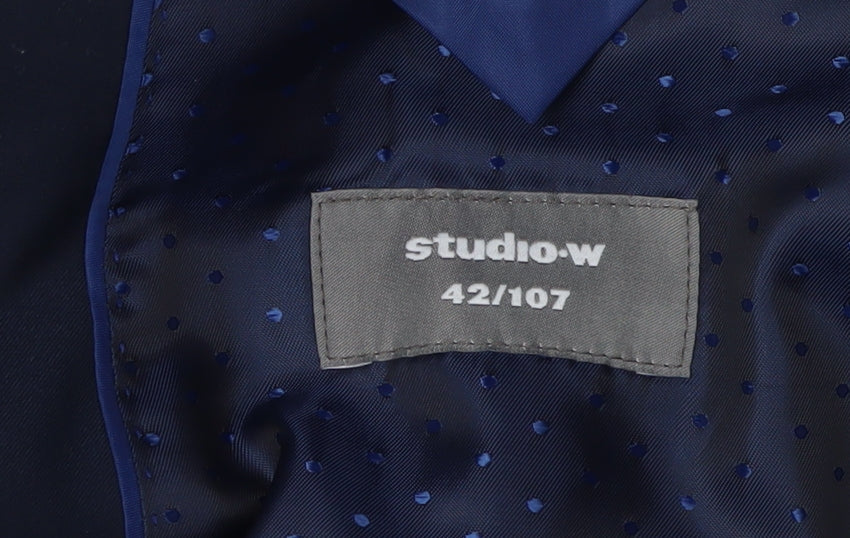 Studio.w Men's Blue Suit Jacket, Size 42R, Regular Fit