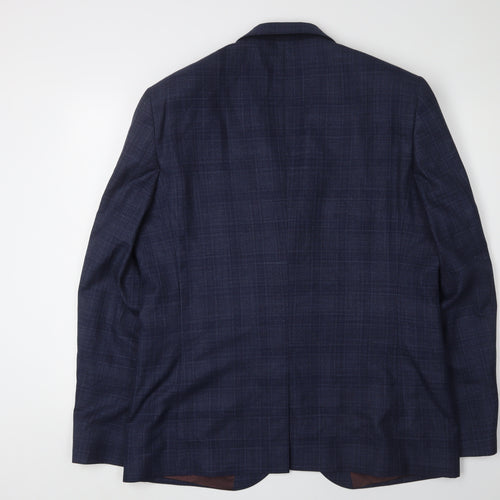 Next Men's Blue Check Blazer, Size 44L, Formal Wear