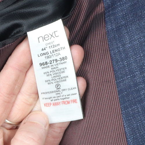 Next Men's Blue Check Blazer, Size 44L, Formal Wear
