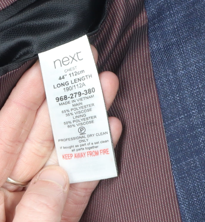 Next Men's Blue Check Blazer, Size 44L, Formal Wear