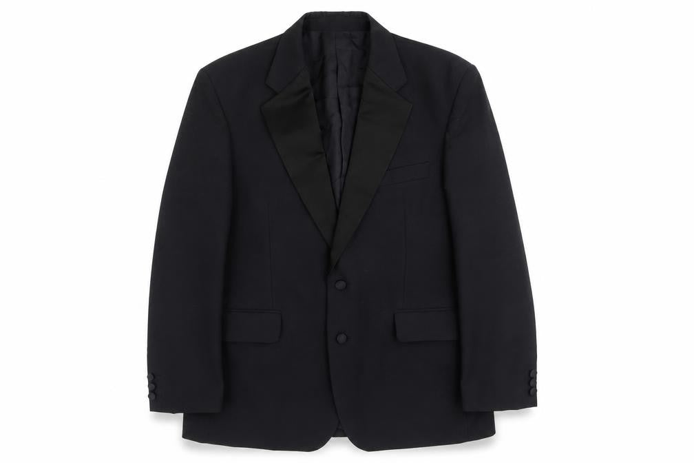 Front view of Burton Men's Black Blazer 42R Regular Shawl Lapel