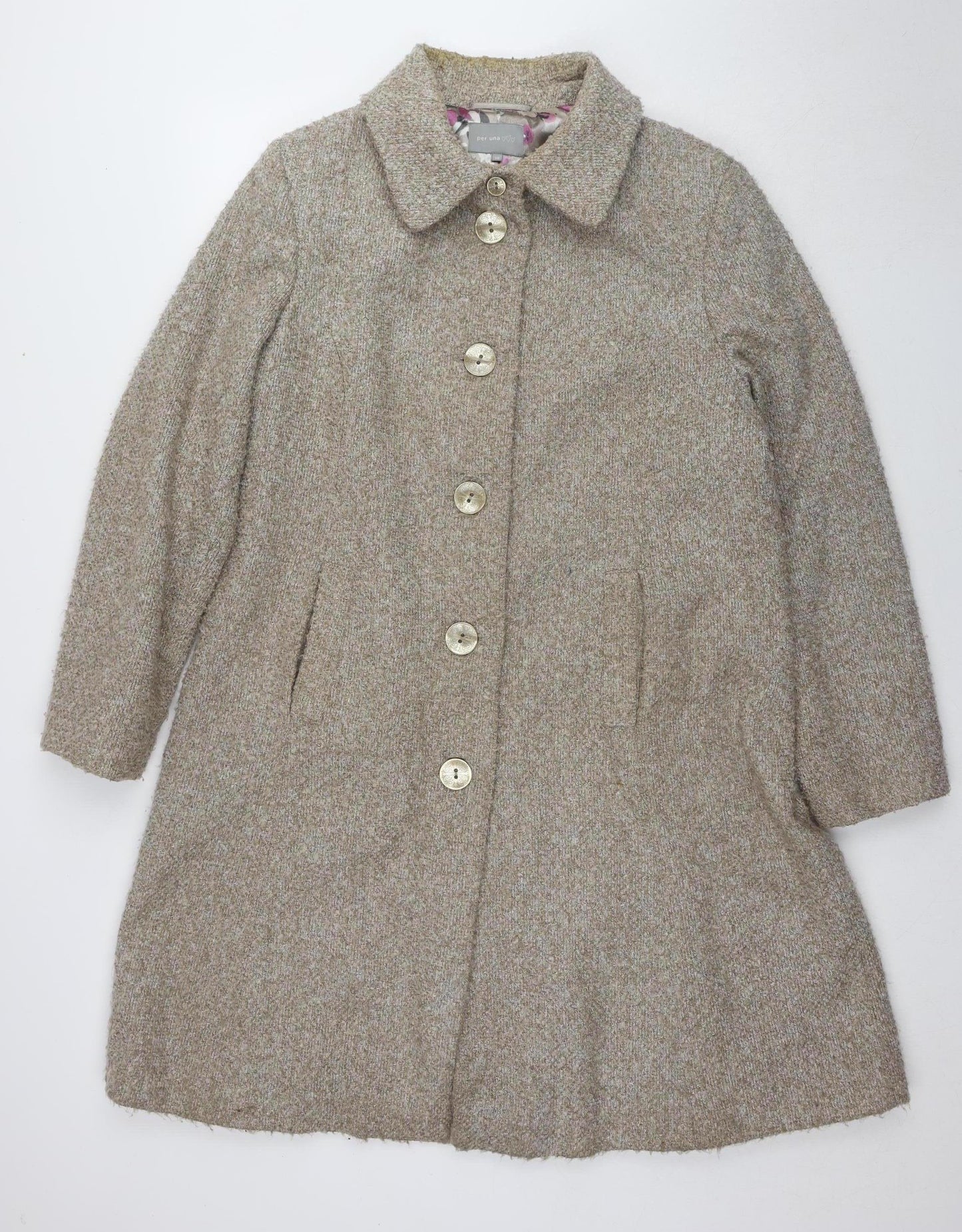 Marks and Spencer Women's Beige Button Mid-Length Coat