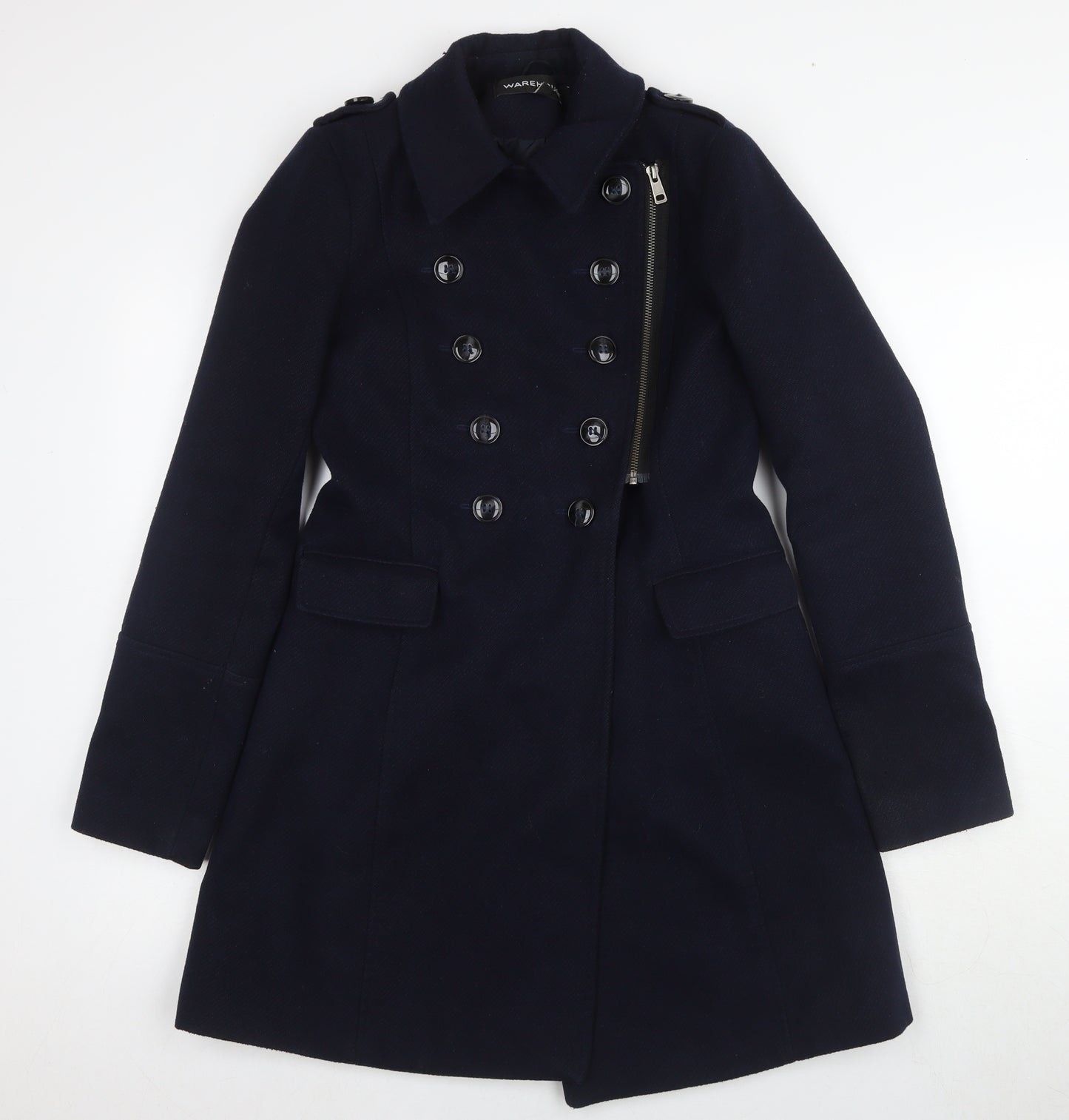 Warehouse Women's Black Military Coat Size 8