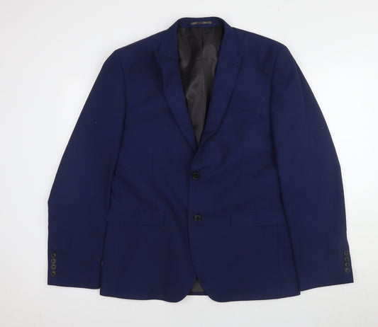 Next Men's Blue Wool Blazer Size 42R Regular Fit