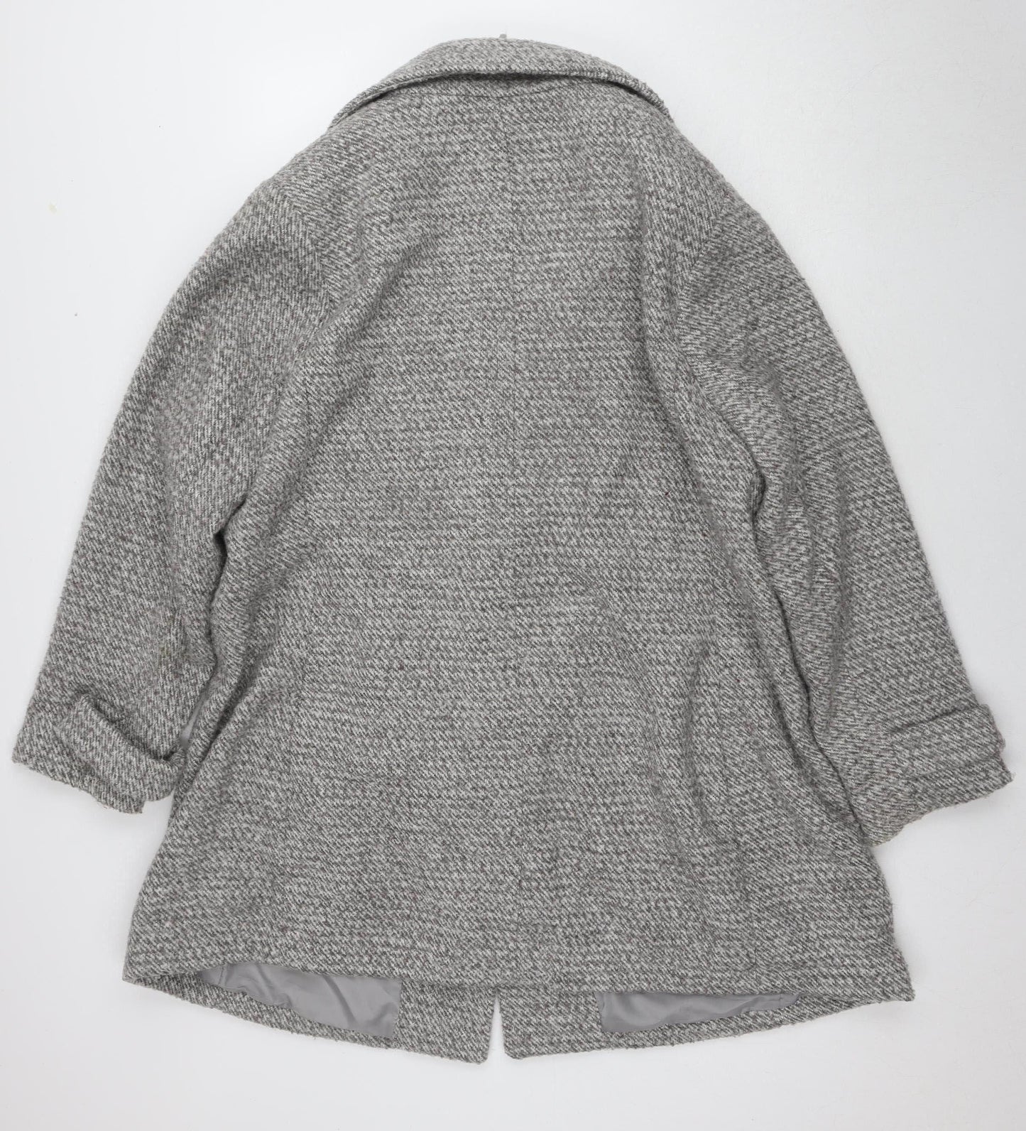 New Look Women's Plus Grey Herringbone Overcoat Size 24