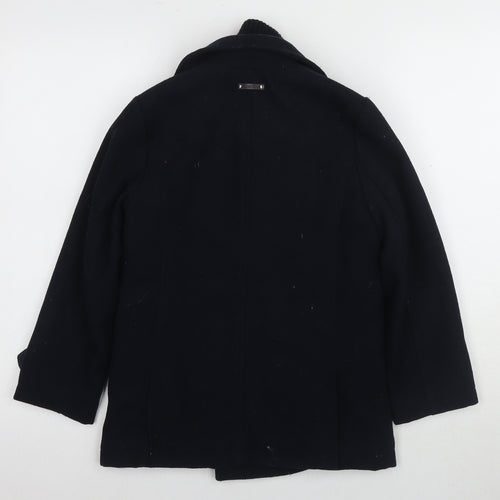 Zara Boys Black Wool Pea Coat, Size 7-8 Years