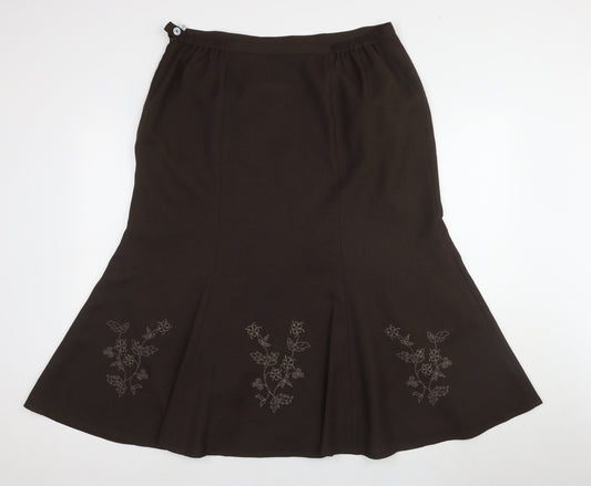 Eastex Women's Brown Embroidered Skirt Size 18