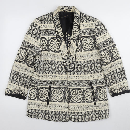 Zara Women's Black & White Geometric Blazer Size 12