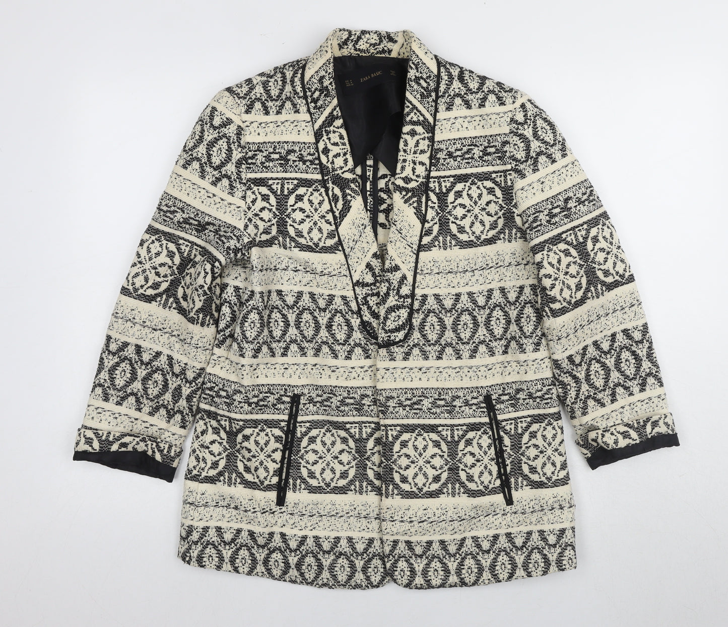 Zara Women's Black & White Geometric Blazer Size 12
