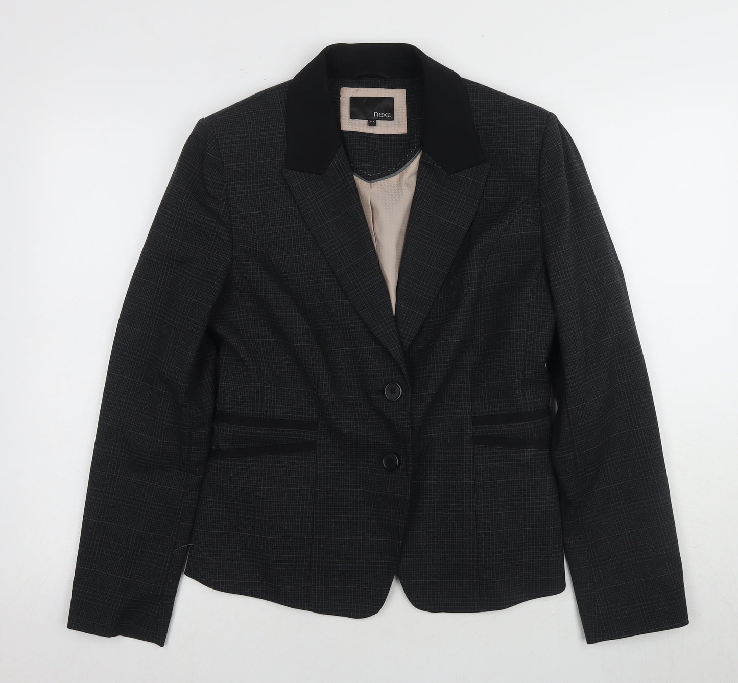 Next Women's Black Checked Blazer, Size 14, Regular Fit