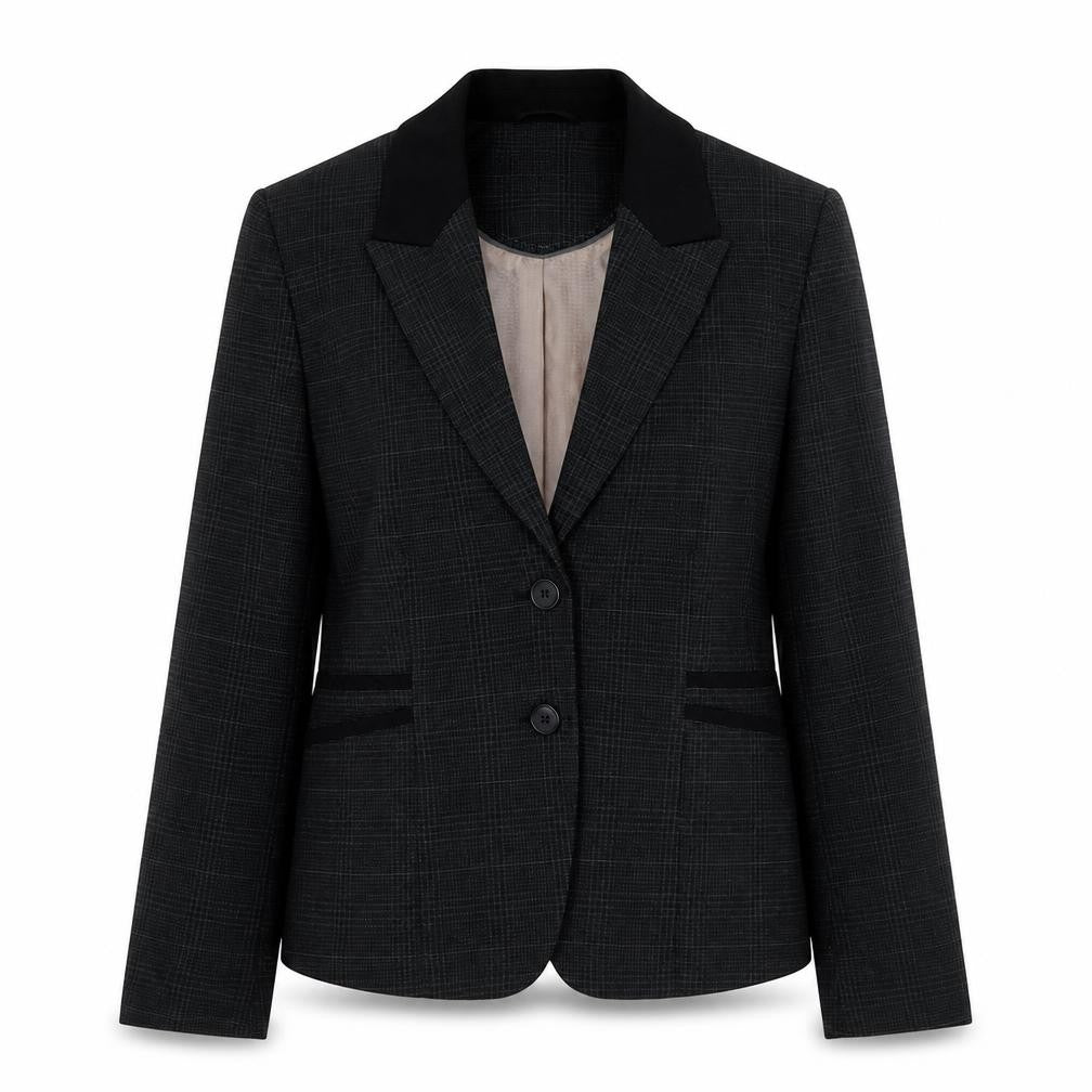 Front view of Next Women's Black Checked Blazer, size 14, Regular Fit
