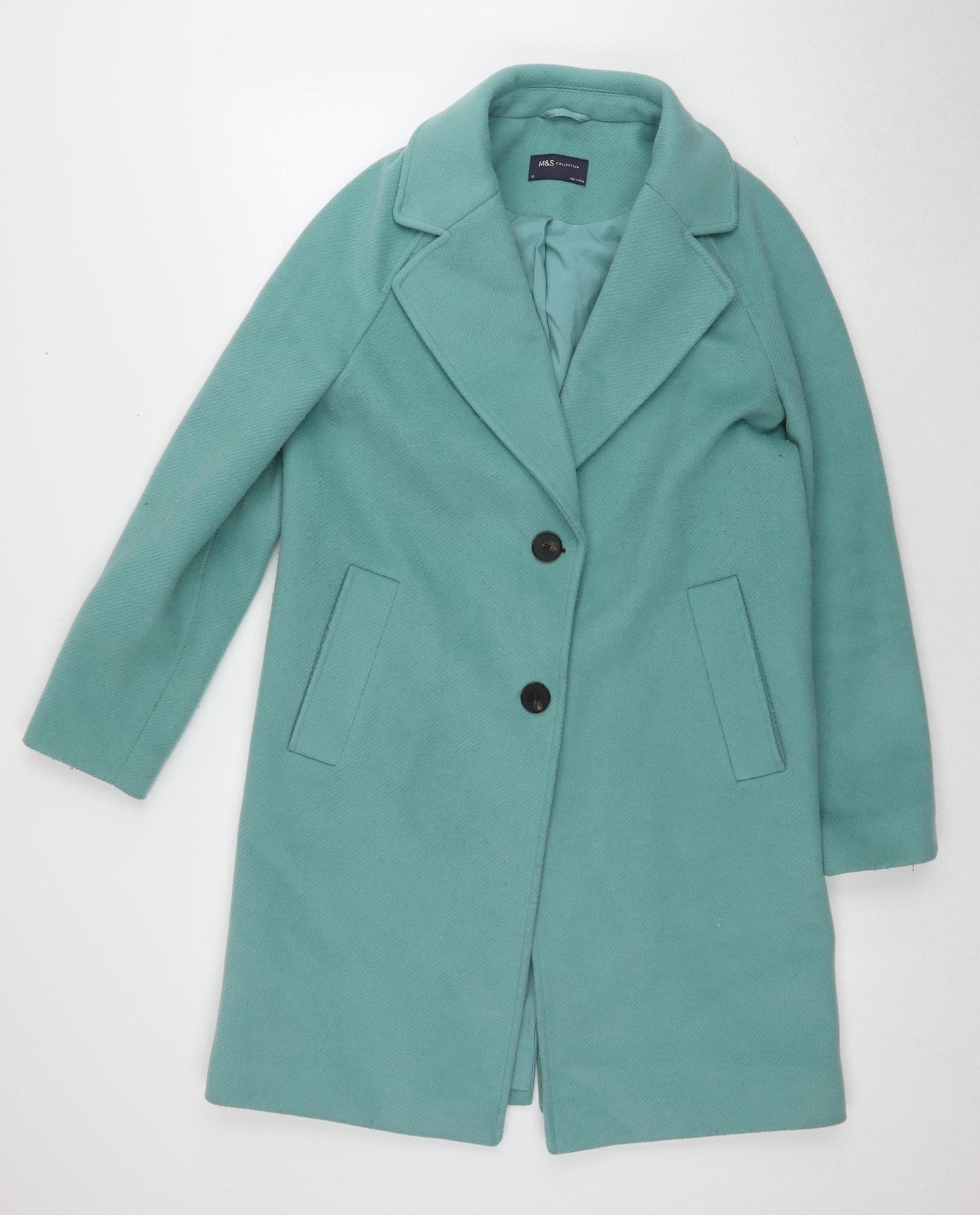 Marks and Spencer Women's Aqua Pea Coat, Size 10, Classic Style