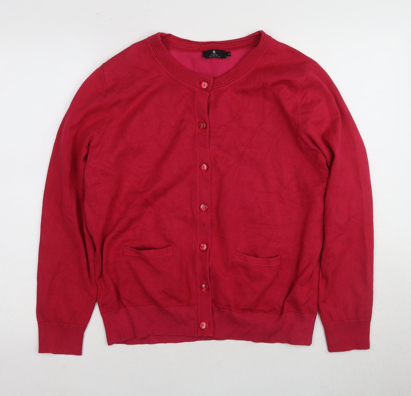 Brand Tex Women's Red Cardigan, L, Button Accent