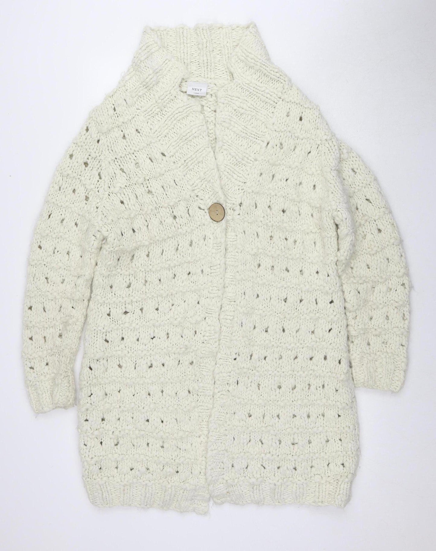 Next Women's Ivory Cardigan, Size L, Casual Open-Knit
