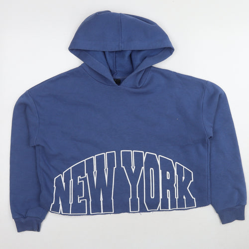 New Look Girls Blue Logo Pullover Hoodie Age 12-13