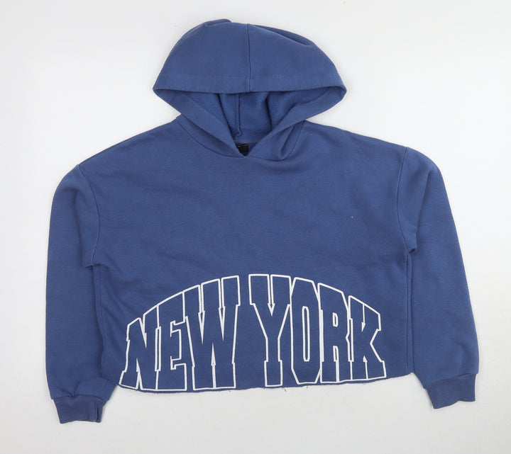 New Look Girls Blue Logo Pullover Hoodie Age 12-13