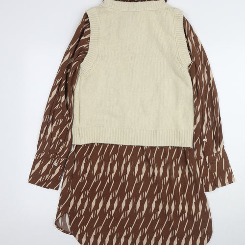 Next Women's Brown Beige Shirt Dress S