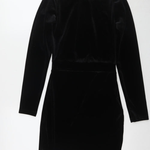 H&M Women Black Bodycon Dress Size 8 Party High Neck