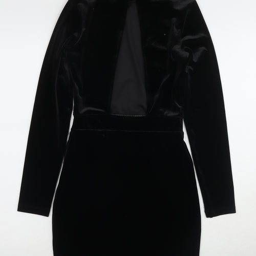 H&M Women Black Bodycon Dress Size 8 Party High Neck