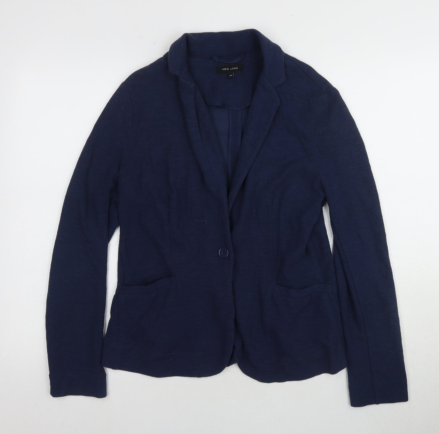 New Look Women's Blue Blazer - Size 12, Classic Style