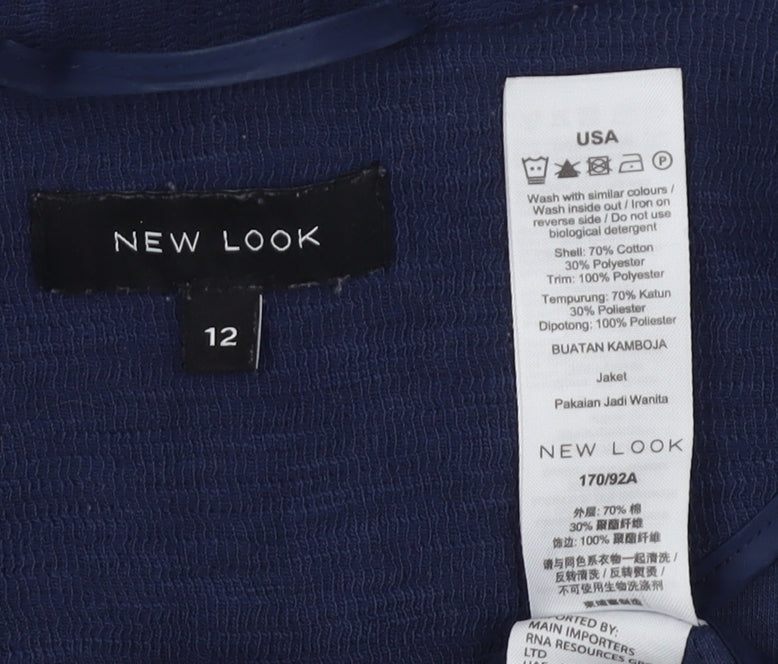 New Look Women's Blue Blazer - Size 12, Classic Style