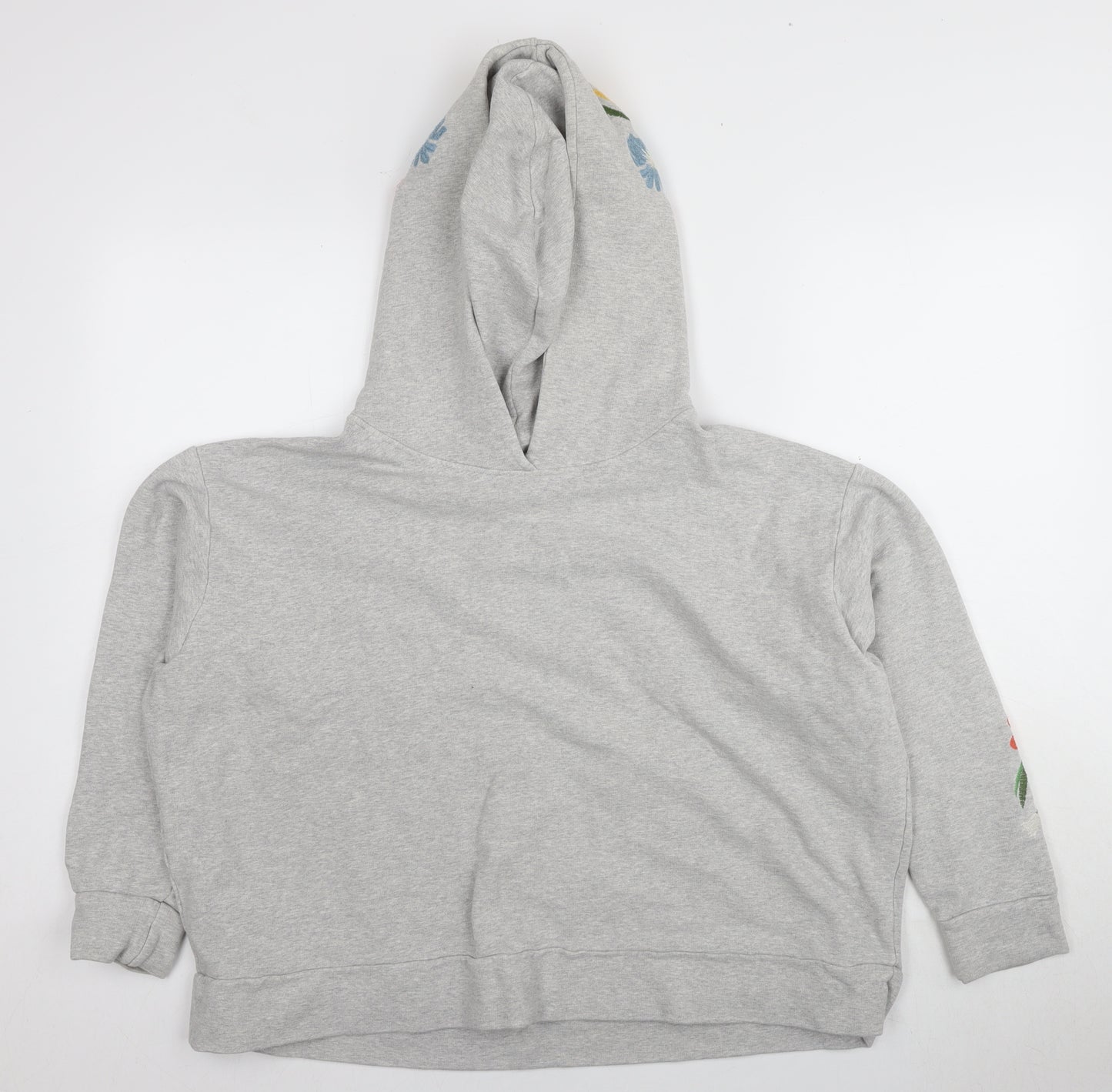 Next Women's Grey Floral Embroidered Pullover Hoodie
