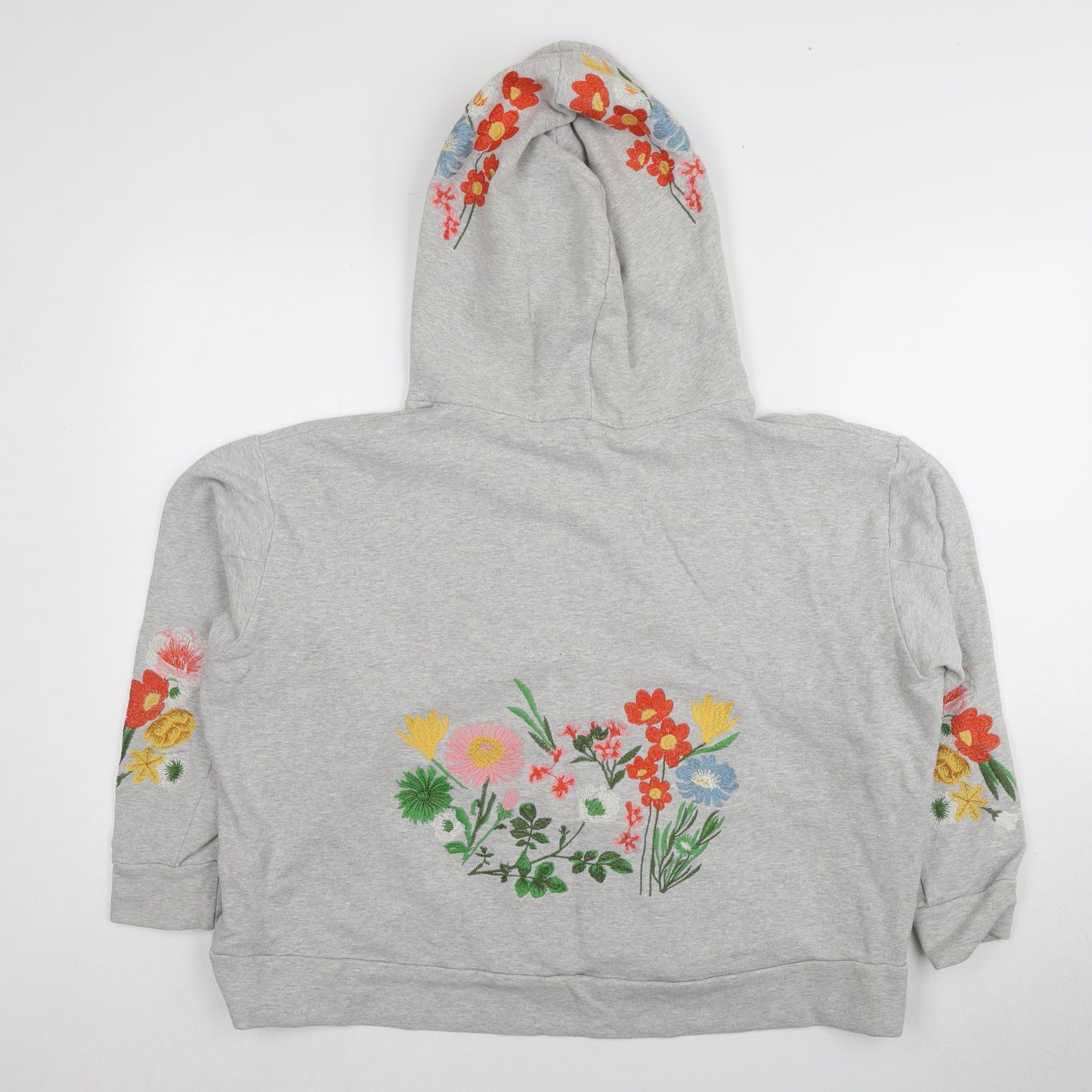 Next Women's Grey Floral Embroidered Pullover Hoodie