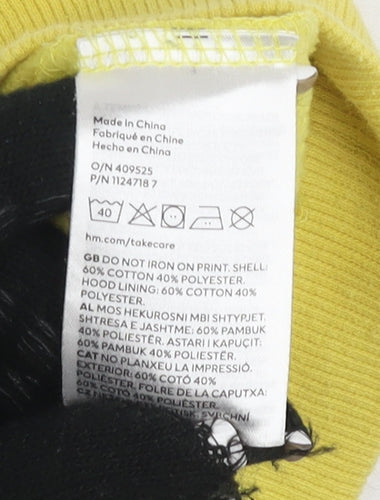 H&M Girls Yellow LOVE Graphic Pullover Hoodie 9-10 Yrs
