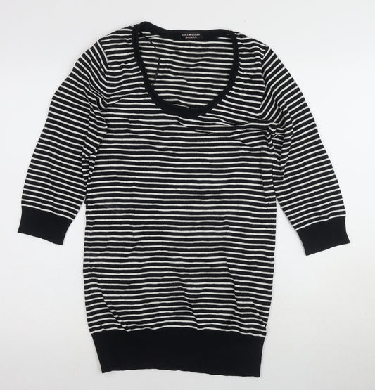 Kurt Muller Women's L Black Striped Tunic Jumper