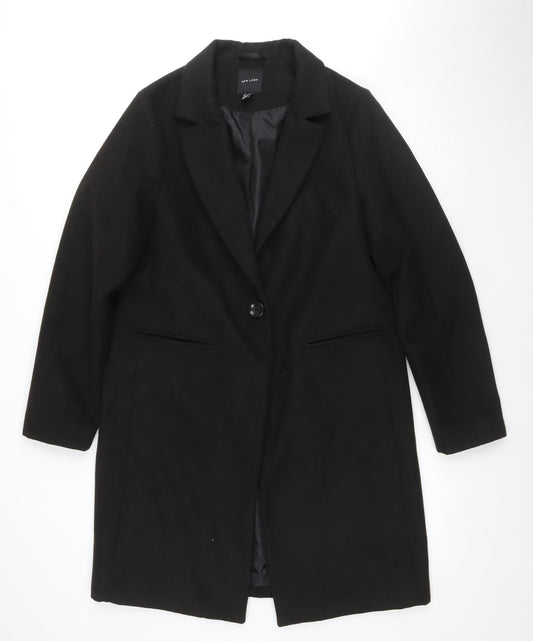 New Look Women's Black Overcoat Size 12 Lined