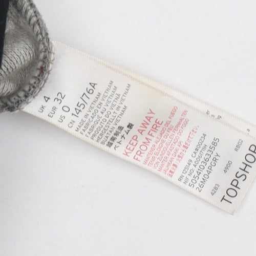 Topshop Women's Grey Long Overcoat, Size 4, Button