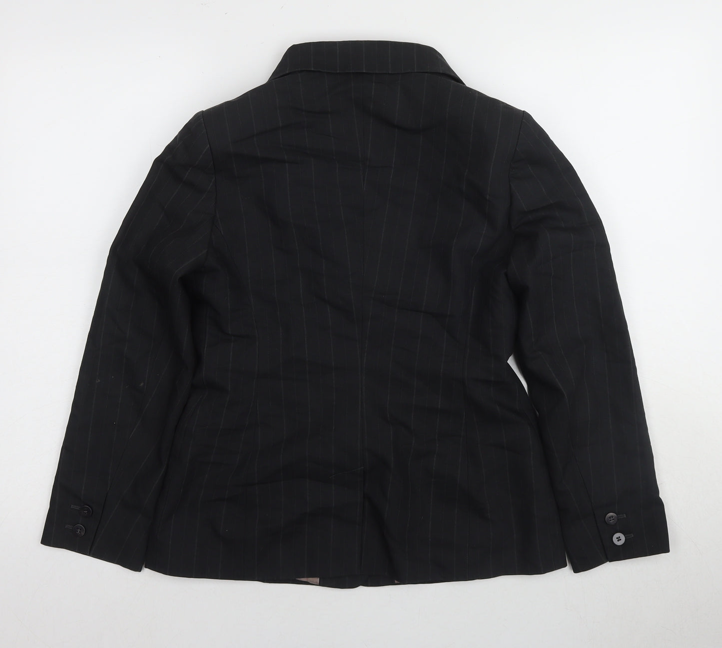 Next Women Black Pinstripe Suit Jacket, Size 8, Petite, Slim Fit