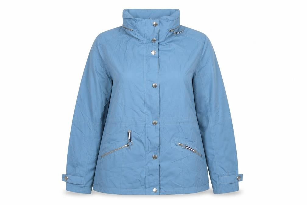 Front view of Normann Women's Blue Windbreaker Jacket, size 12