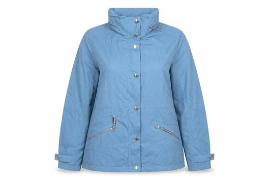 Front view of Normann Women's Blue Windbreaker Jacket, size 12