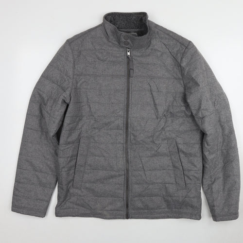Debenhams Men's Grey Puffer Jacket Stand-Up Collar M