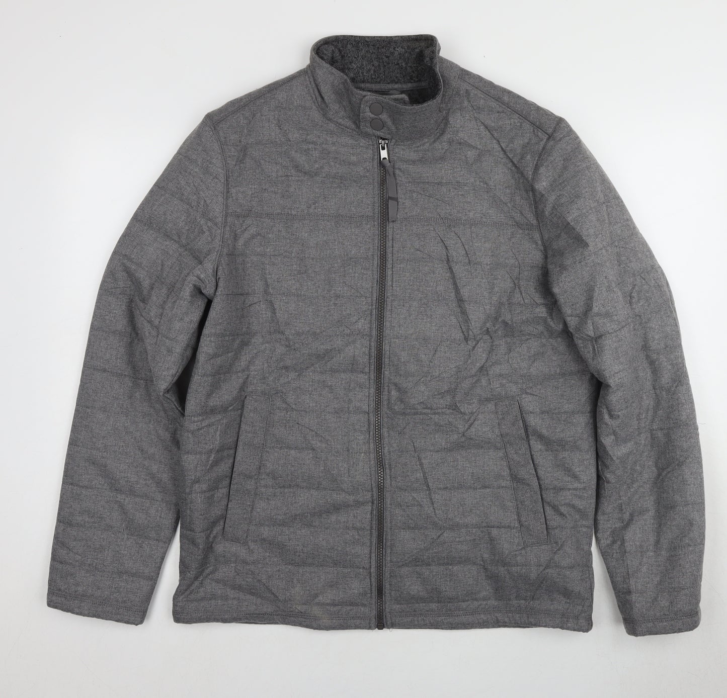Debenhams Men's Grey Puffer Jacket Stand-Up Collar M