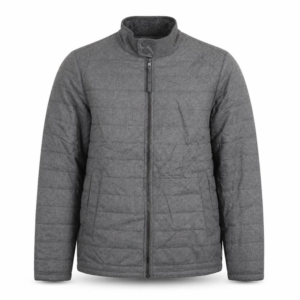 Front view of Debenhams Men's Grey Puffer Jacket Stand-Up Collar M