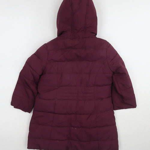 Mini Boden Girls Red Puffer Jacket 2-3 Years Hooded Coat