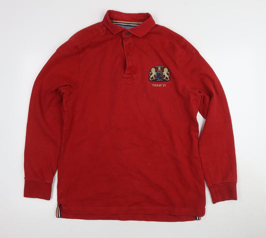 Howick Men's Red Long Sleeve Polo Shirt M Rugby Casual