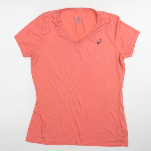 Asics Women's Orange Running V-Neck T-Shirt L
