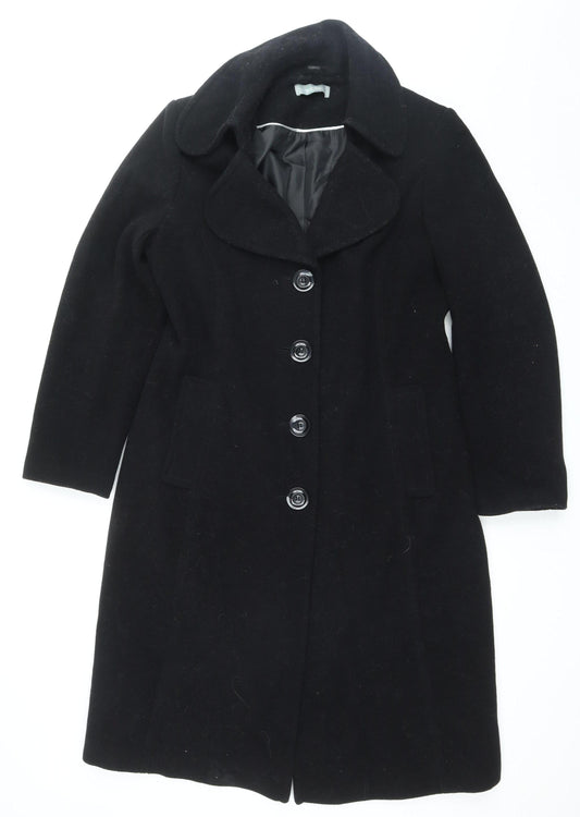 Wallis Women's Black Mid-Length Overcoat Size 16