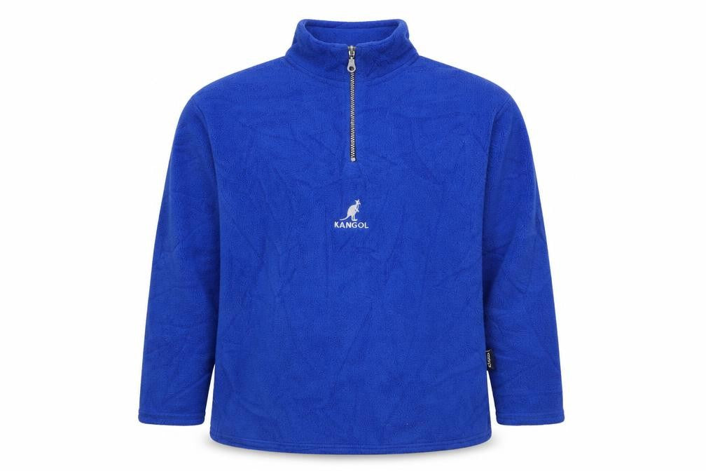 Front view of Kangol Men's Blue Medium 1/2 Zip Fleece Sweatshirt