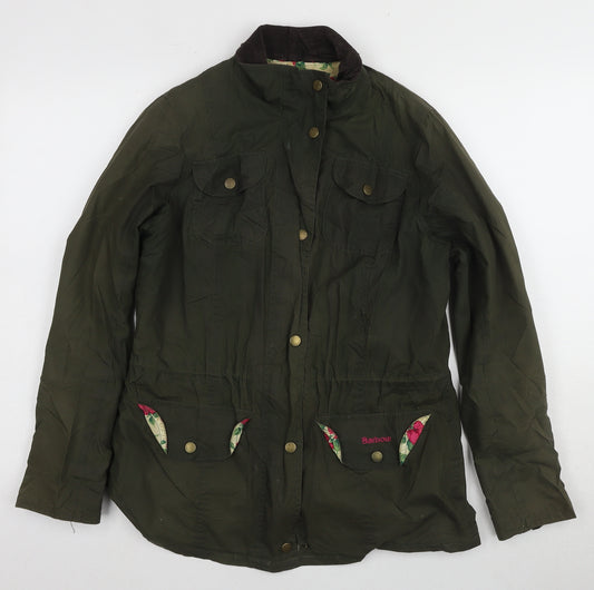 Barbour Women's Green Waxed Parka Jacket Size 10