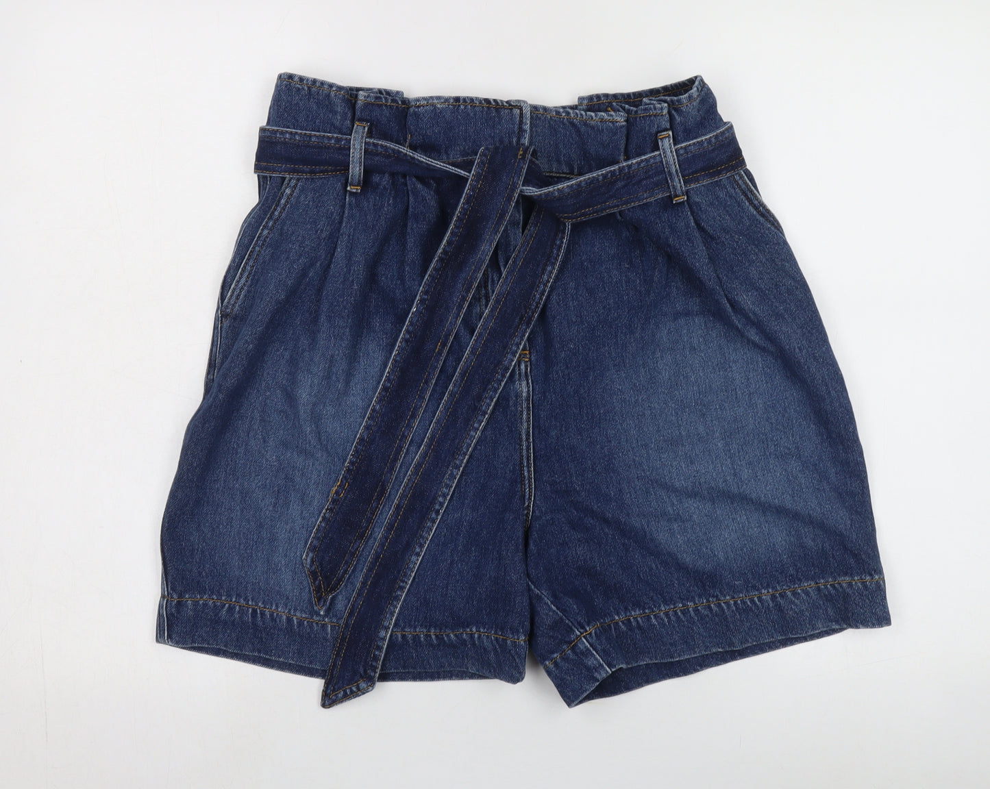 Boden Women's Blue Denim Paperbag Shorts Size 14