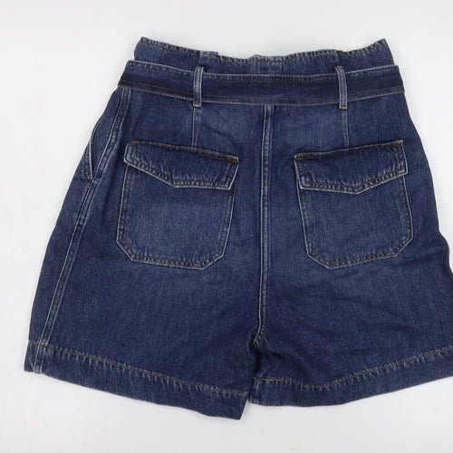 Boden Women's Blue Denim Paperbag Shorts Size 14