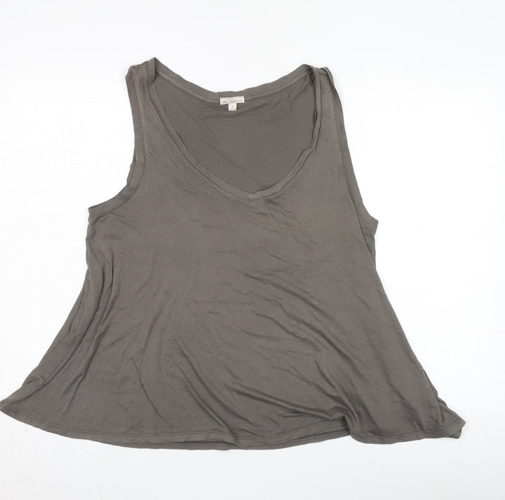 H&M Grey Tank Top, M, Women's V-Neck Casual Style