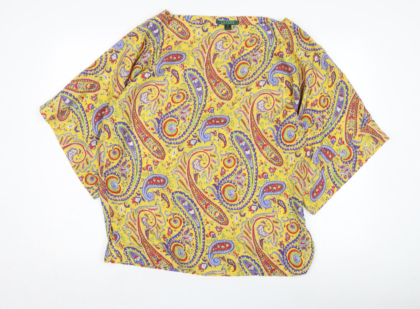 Ralph Lauren Women's Yellow Paisley Silk Blouse M
