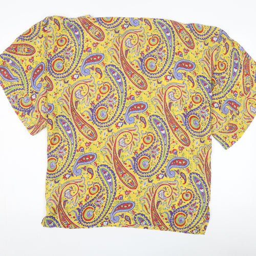 Ralph Lauren Women's Yellow Paisley Silk Blouse M